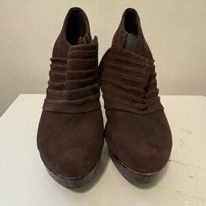 Ramarim Women's Brown Ankle Boots with Ruched Design Size 7